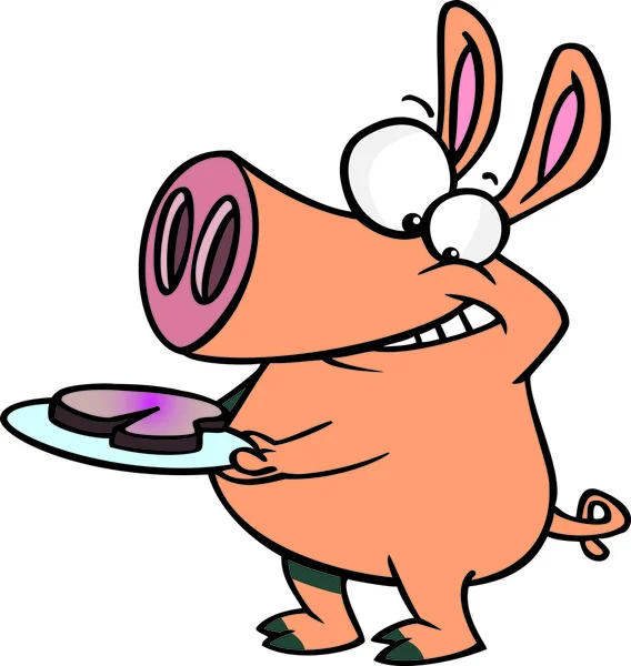 Cartoon Hungry Pig — Stock Vector