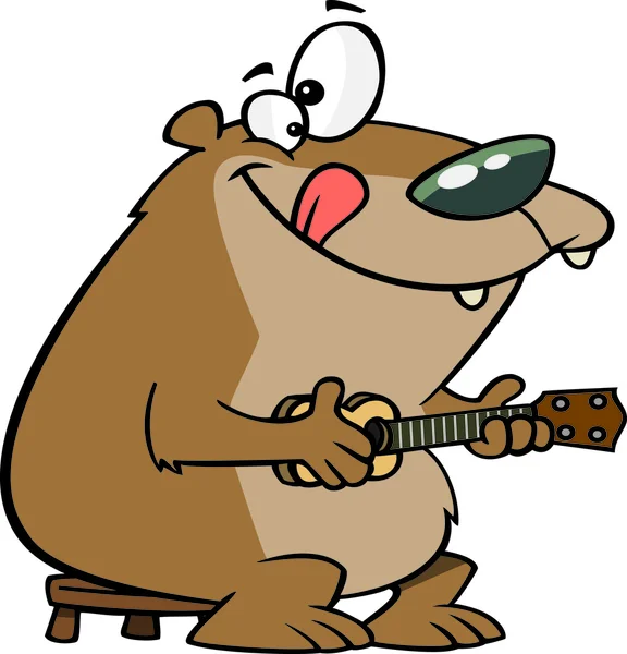 Cartoon ukulele Björn — Stock vektor