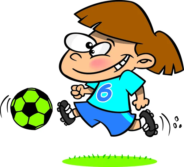 Девушка из мультика играет в футбол — стоковый вектор