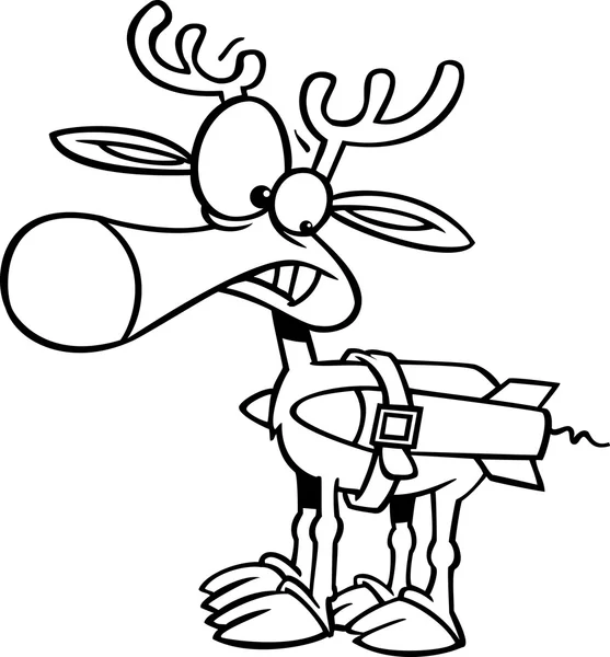Cartoon Reindeer Rockets — Stock Vector