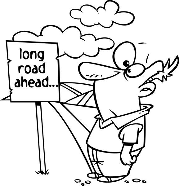 Γελοιογραφία μακρύς δρόμος μπροστά — Διανυσματικό Αρχείο