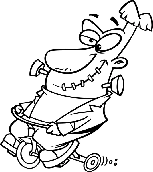 Vektör bir karikatür bir trike sürme frankenstein — Stok Vektör