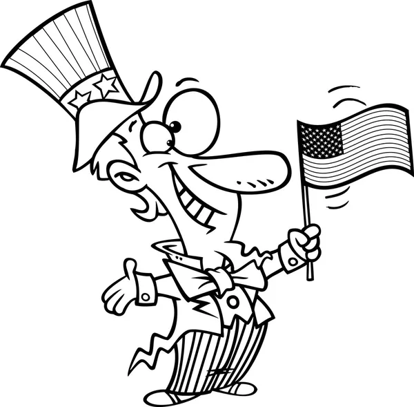 Vettore di un cartone animato patriottico Zio Sam - Illustrato Coloring Page — Vettoriale Stock