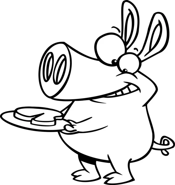 Cartoon Hungry Pig — Stock Vector