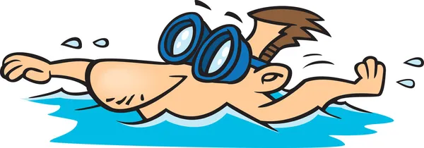 Abbildung eines männlichen Schwimmers mit Schutzbrille auf weißem Hintergrund. — Stockvektor