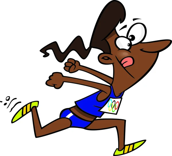 Illustration einer schwarzen Leichtathletin beim Sprinten auf weißem Hintergrund. — Stockvektor