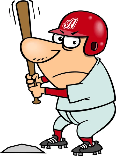 Ilustracja agresywne baseballista mrugnięcia na bazę, na białym tle. — Wektor stockowy