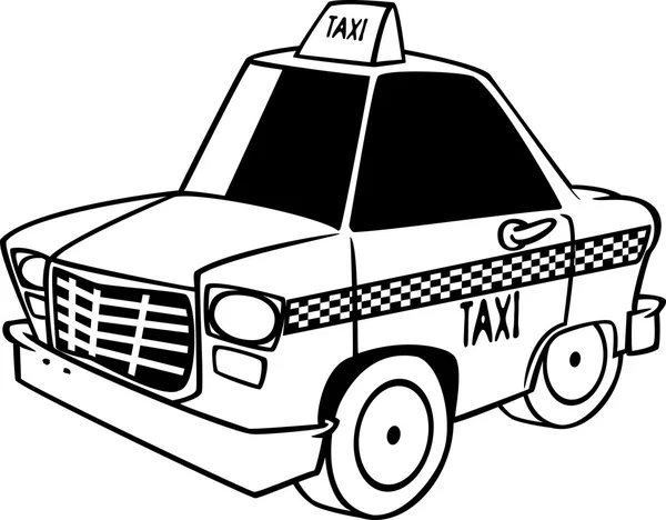 Vector of a Cartoon City Taxi Cab - Outlined Coloring Page — 스톡 벡터