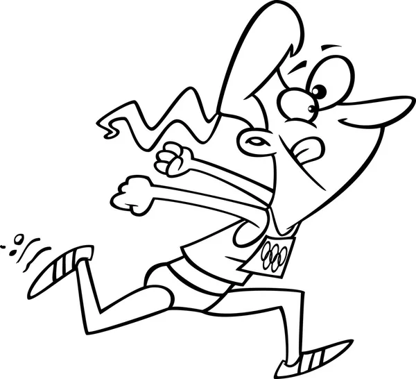 Vector of a Cartoon Track and Field Woman Sprinting - Page à colorier contour — Image vectorielle