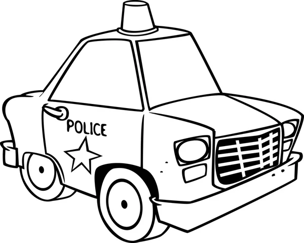 Coche de policía de dibujos animados (Arte de línea en blanco y negro) por Ron Leishman — Archivo Imágenes Vectoriales