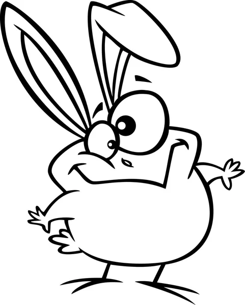 Vector van een cartoon goofy Pasen chick met bunny oren - overzicht kleurplaat — Stockvector