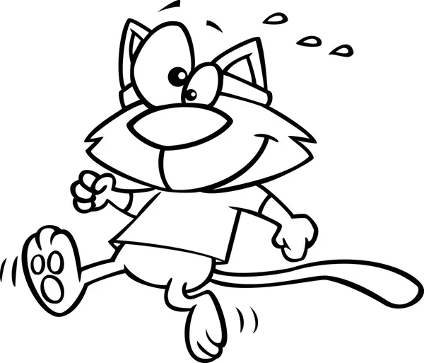 Вектор мультфильма Jogger Cat - Наброски раскраски страницы — стоковый вектор