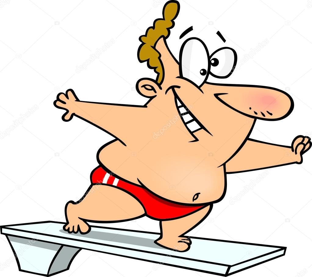 Cartoon Man on Diving Board — Stock Vector © ronleishman 14000202