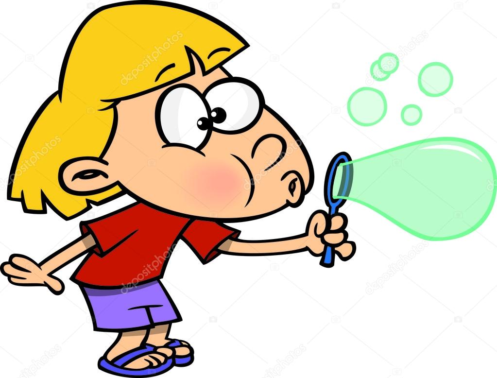 Cartoon Girl with Bubble Maker Stock Illustration by ©ronleishman 14000340