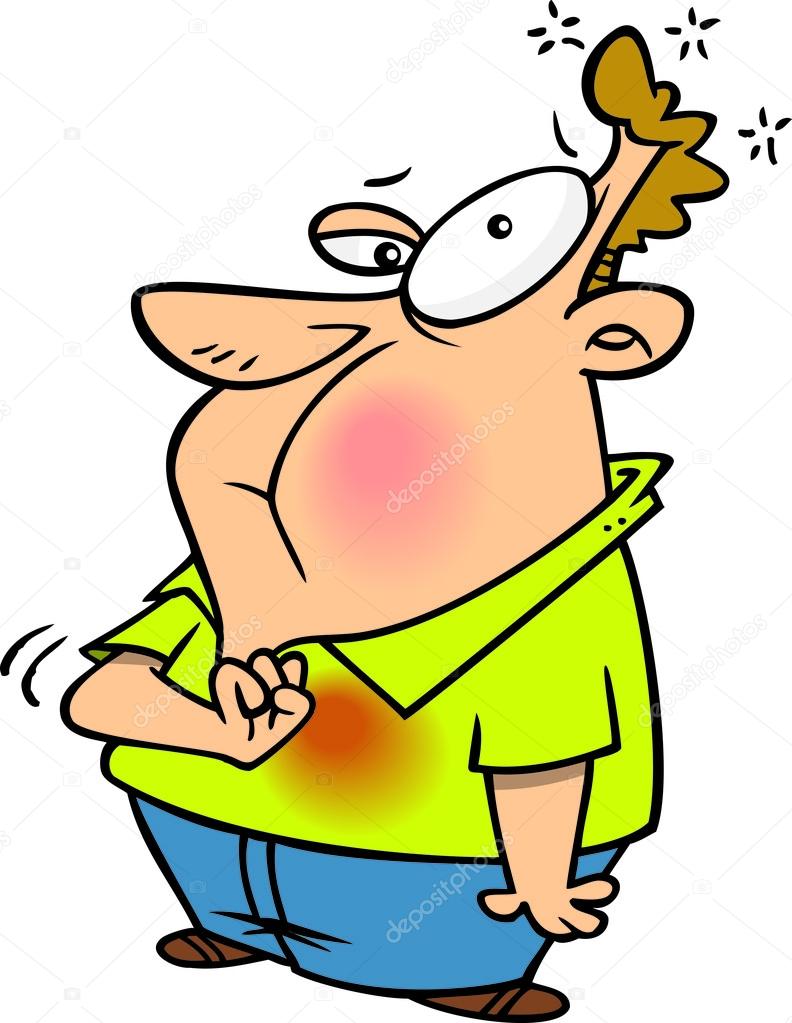 Cartoon Heartburn Pain Stock Illustration by ©ronleishman #14000791