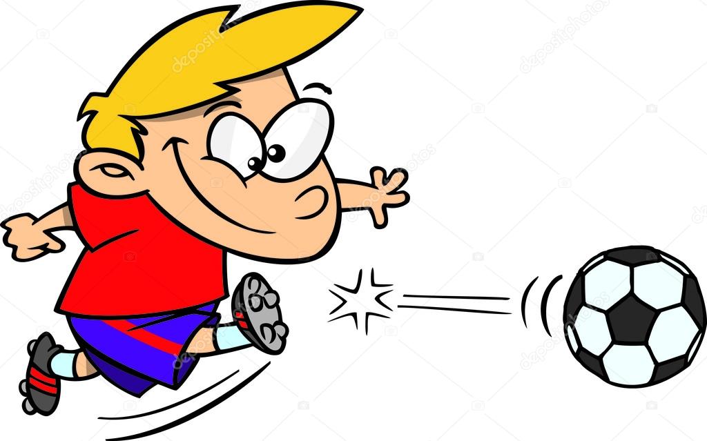 Cartoon Boy Kicking a Soccer Ball