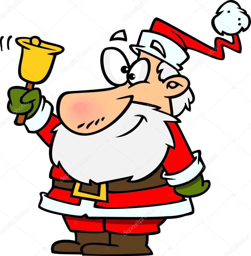 Cartoon Santa Claus Ringing Bell