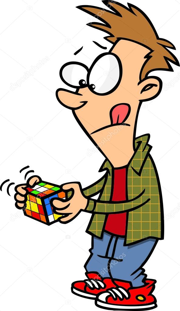 Cartoon Boy Playing Rubik S Cube Stock Vector C Ronleishman