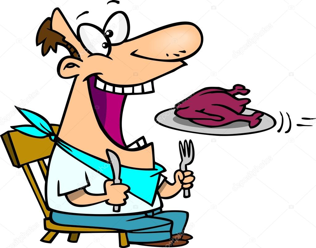 Cartoon Man Eating Turkey Stock Vector Image by ©ronleishman #14001335