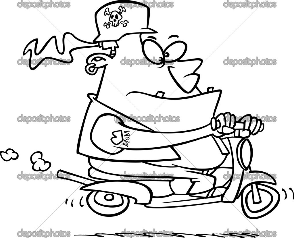 Cartoon Biker Moped