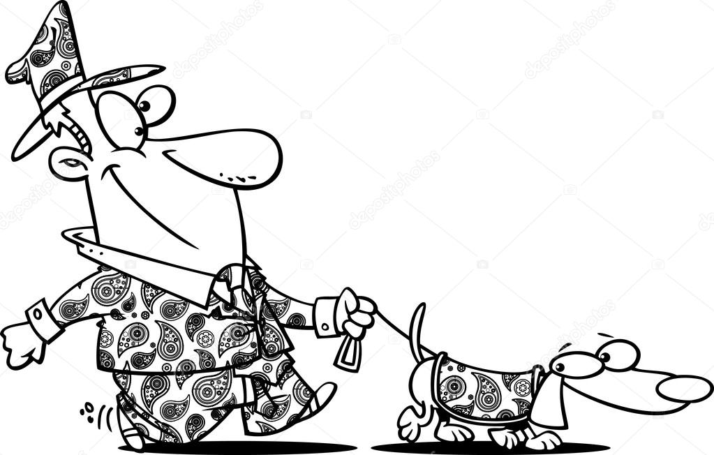 Cartoon Paisley Dog Walker — Stock Vector © ronleishman 14002571