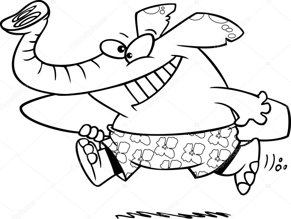 Cartoon Elephant Surfer