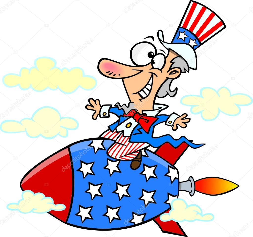 Cartoon Uncle Sam Rocket