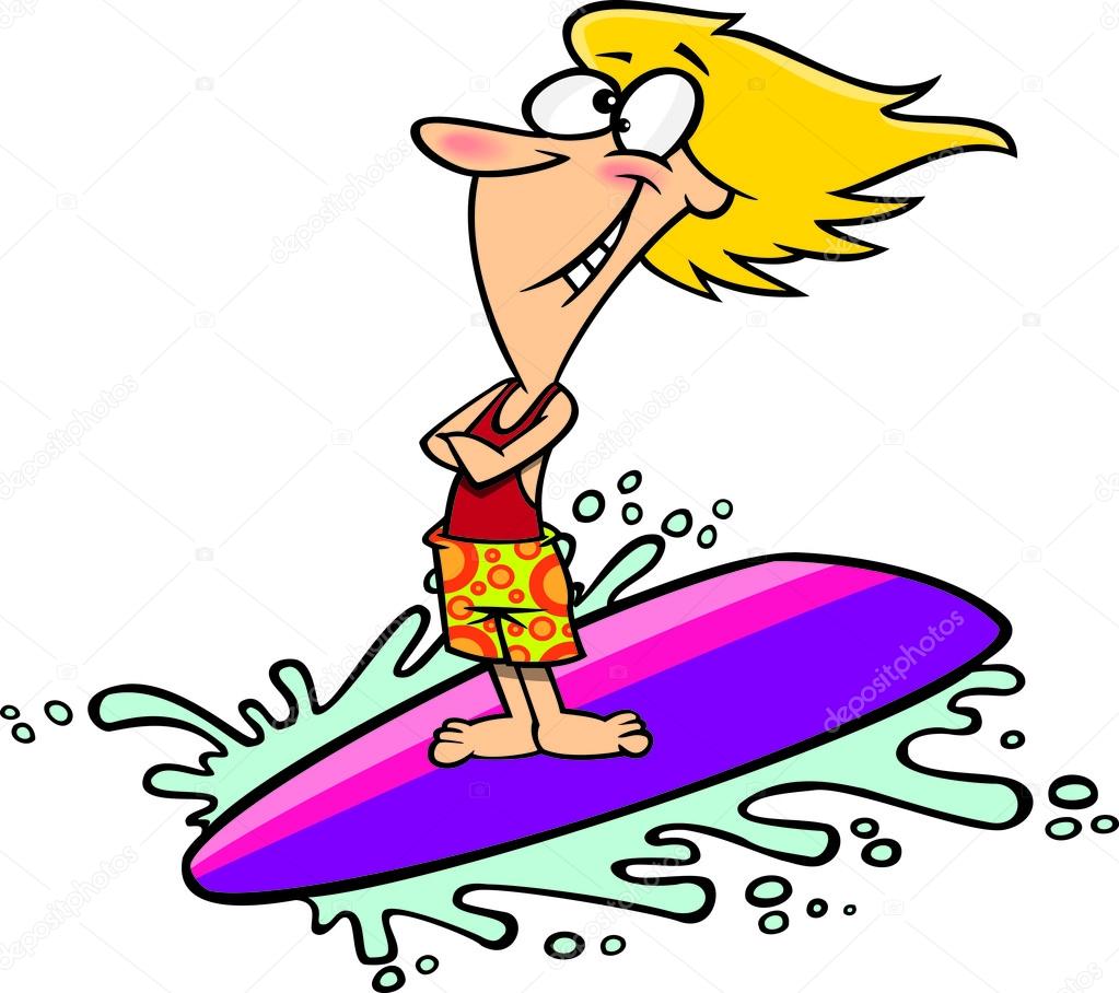 Cartoon Surfer Girl