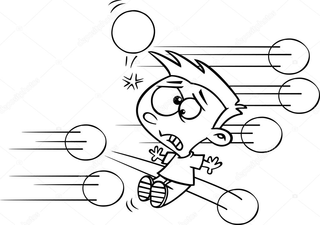 Cartoon Boy Playing Dodgeball