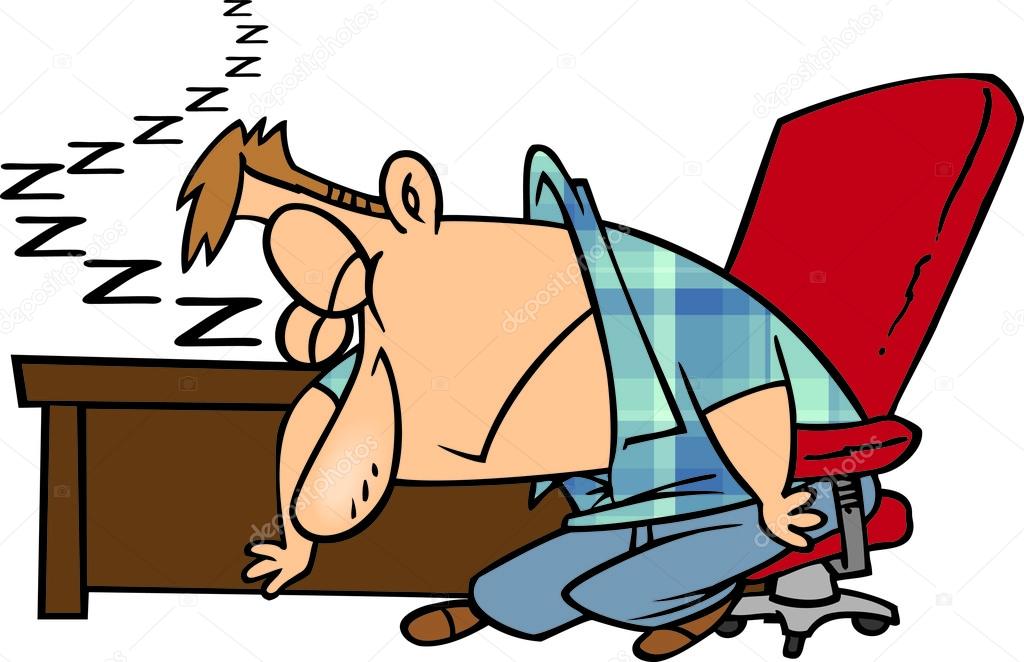 Clipart Exhausted Man Dozing At His Desk Stock Vector by ©ronleishman  14004717