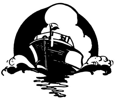 vintage bir resimde bir teknenin siyah beyaz versiyonu