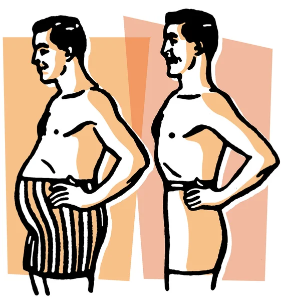 En svartvit version av en jämförelse av kroppsformer — Stockfoto