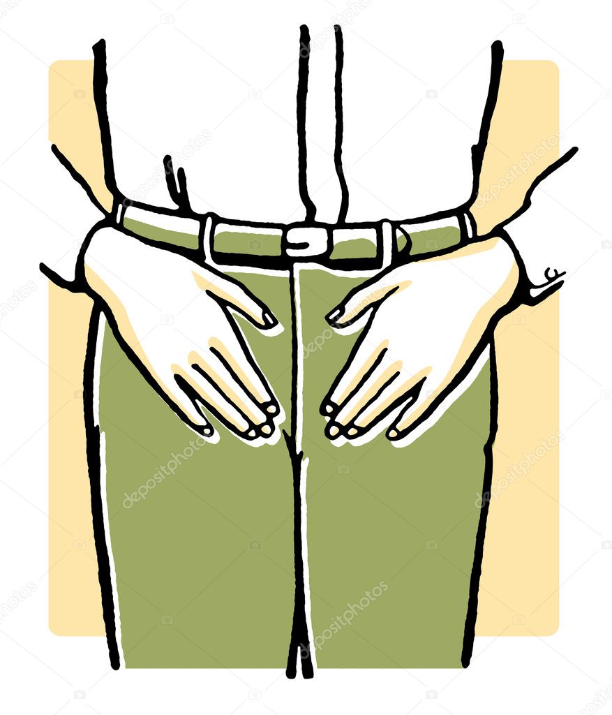 A vintage illustration of an mans midriff