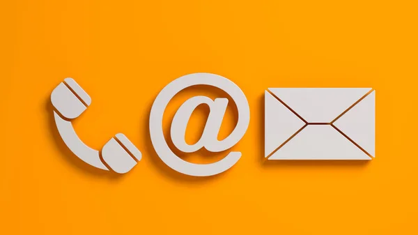 Wit Gekleurde Mail Symbolen Oranje Achtergrond Horizontale Compositie Met Kopieerruimte — Stockfoto