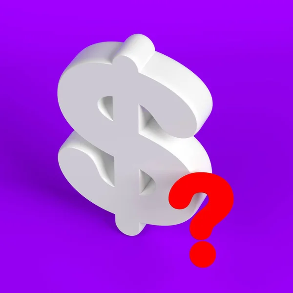 White Colored Dollar Symbol Red Colored Question Mark Purple Colored — Stockfoto