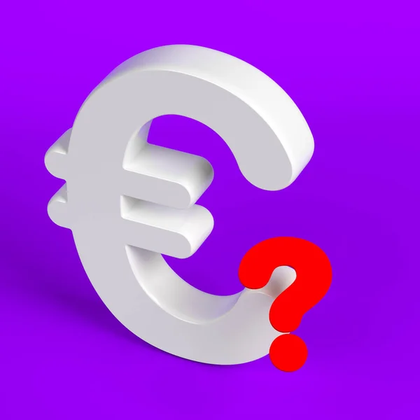 Símbolo Euro Cor Branca Ponto Interrogação Cor Vermelha Fundo Cor — Fotografia de Stock