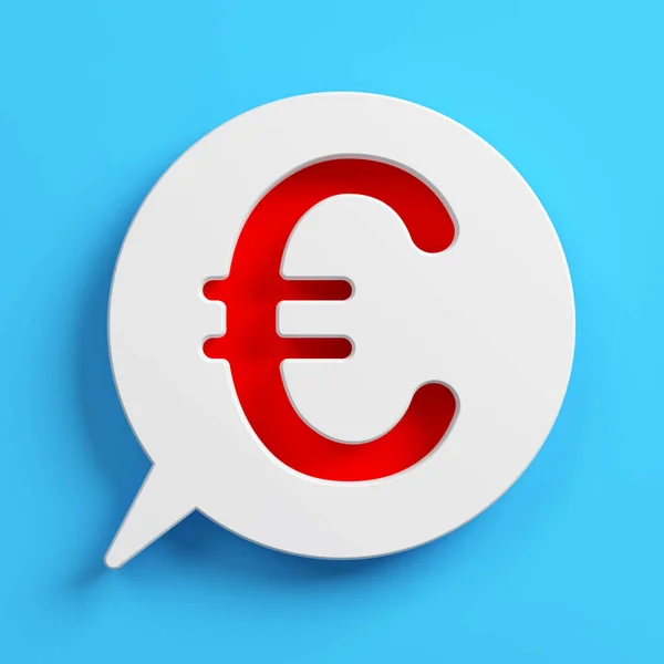 Símbolo Euro Cor Vermelha Bolha Fala Cor Branca Fundo Cor — Fotografia de Stock