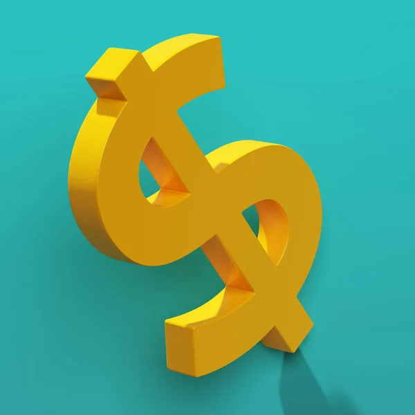 Orange Colored Dollar Symbol Light Green Colored Background Square Composition — Stock Photo, Image