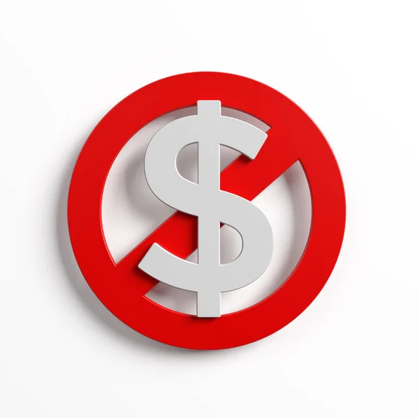 Kırmızı Renkli Yasaklanmış Tabela Dolar Sembolü Beyaz Renkli Arka Planda — Stok fotoğraf