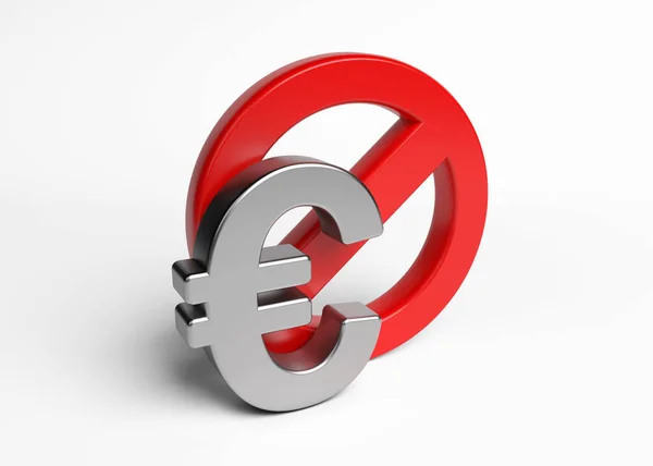Červená Zakázaná Cedule Symbol Eura Bílém Pozadí Vodorovné Složení Mezerou — Stock fotografie