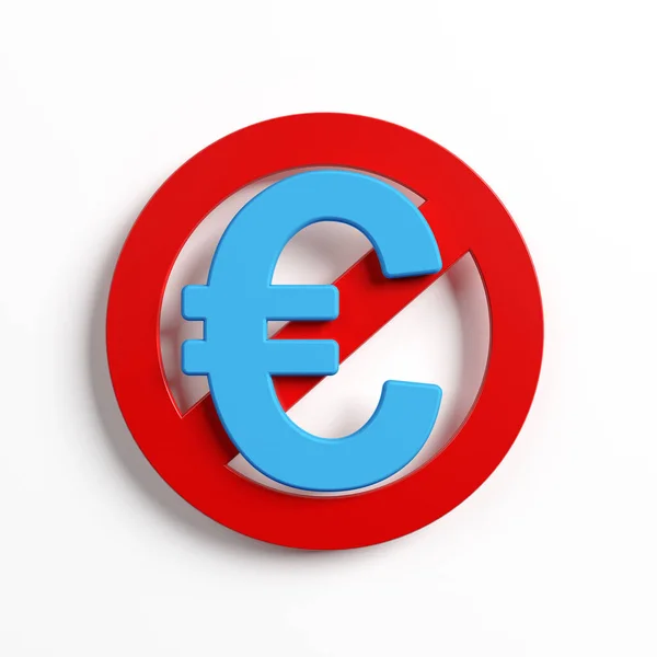 Red Colored Banned Sign Blue Colored Euro Symbol White Colored — Fotografia de Stock