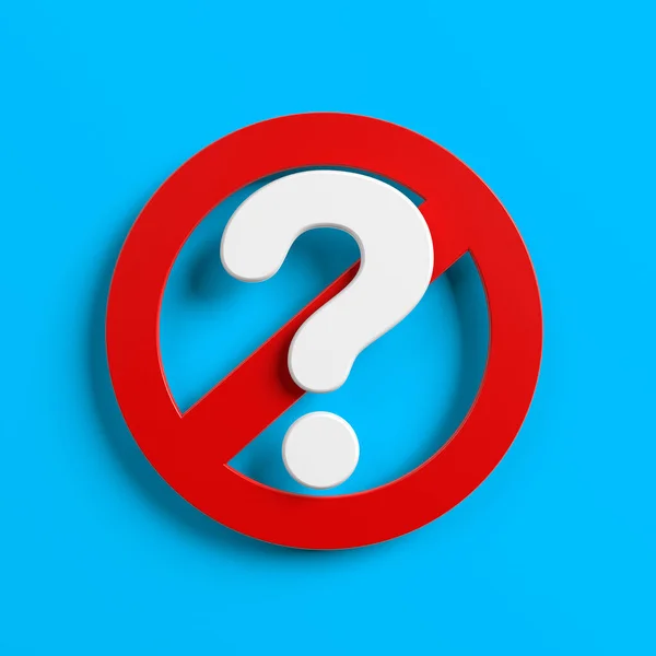 Red Colored Banned Sign Question Mark Blue Colored Background Square — Stock Photo, Image