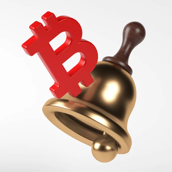 Simbolo Bitcoin Colore Rosso Icona Campana Del Mercato Azionario Sfondo — Foto Stock