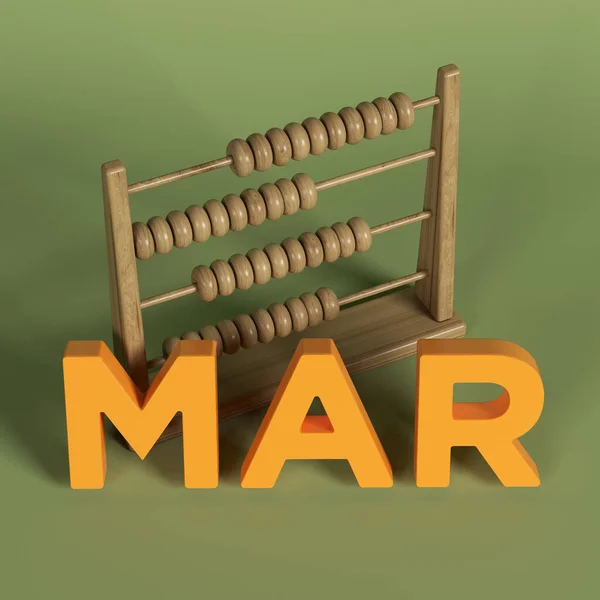 Wooden Abacus Orange Colored March Month Text Square Composition Copy — стоковое фото