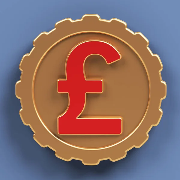 Símbolo Libra Cor Vermelha Com Ícone Moeda Dourada Fundo Azul — Fotografia de Stock
