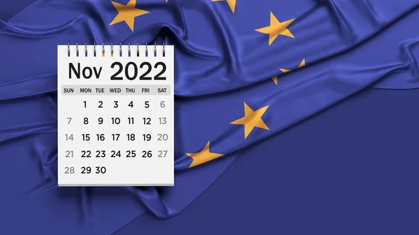Página Del Calendario Noviembre Color Blanco Bandera Unión Europea Composición — Foto de Stock