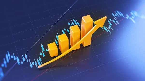 Narancs Színű Pénzügyi Grafikon Pénzügyi Grafikon Képernyőjén Vízszintes Kompozíció Másolási — Stock Fotó