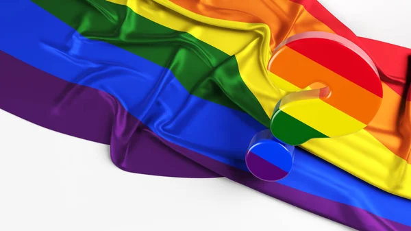 Question Mark Icon Covered Lgbtq Flag Stands Lgbtq Flag White — Stockfoto