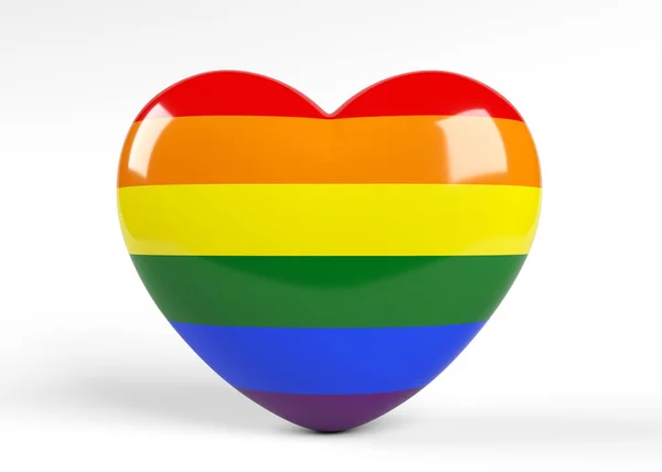 Heart Icon Covered Lgbtq Flag White Colored Background Horizontal Composition — стокове фото