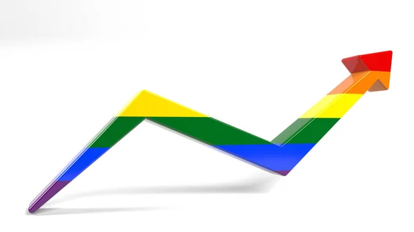 Arrow Symbol Covered Lgbtq Flag White Colored Background Horizontal Composition — Stockfoto